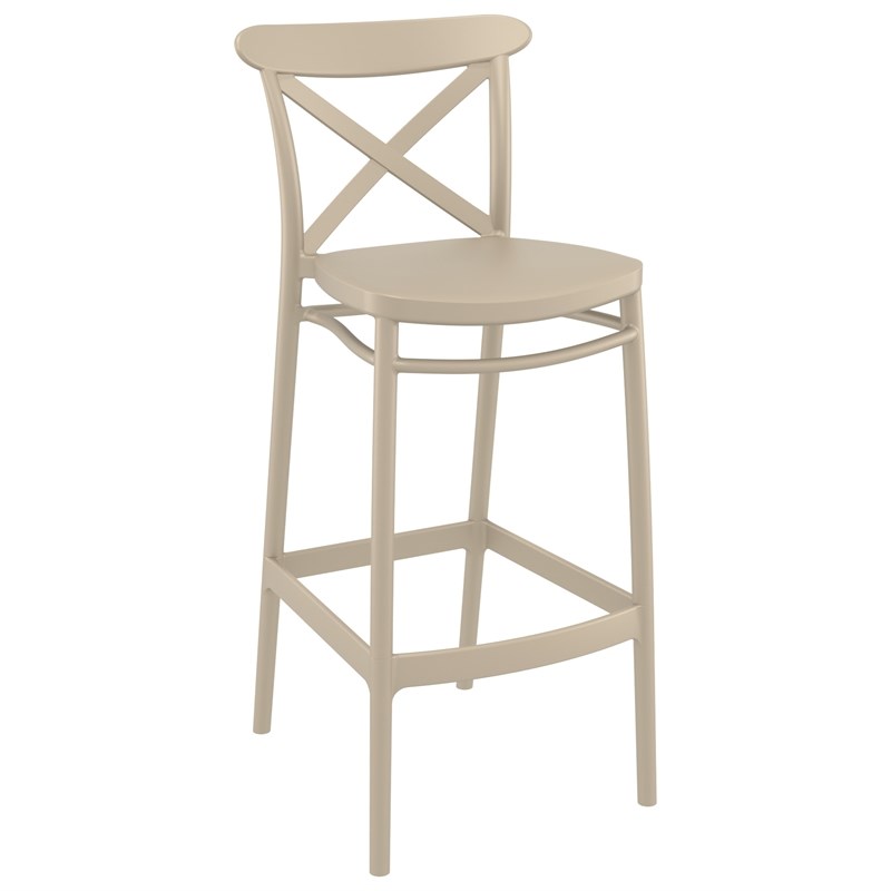 Pemberly Row Contemporary Indoor Outdoor Bar Stool Taupe