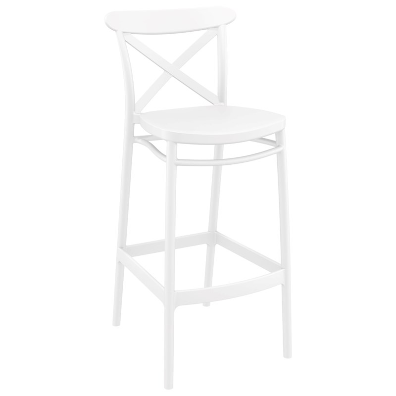 Pemberly Row Contemporary Indoor Outdoor Bar Stool White