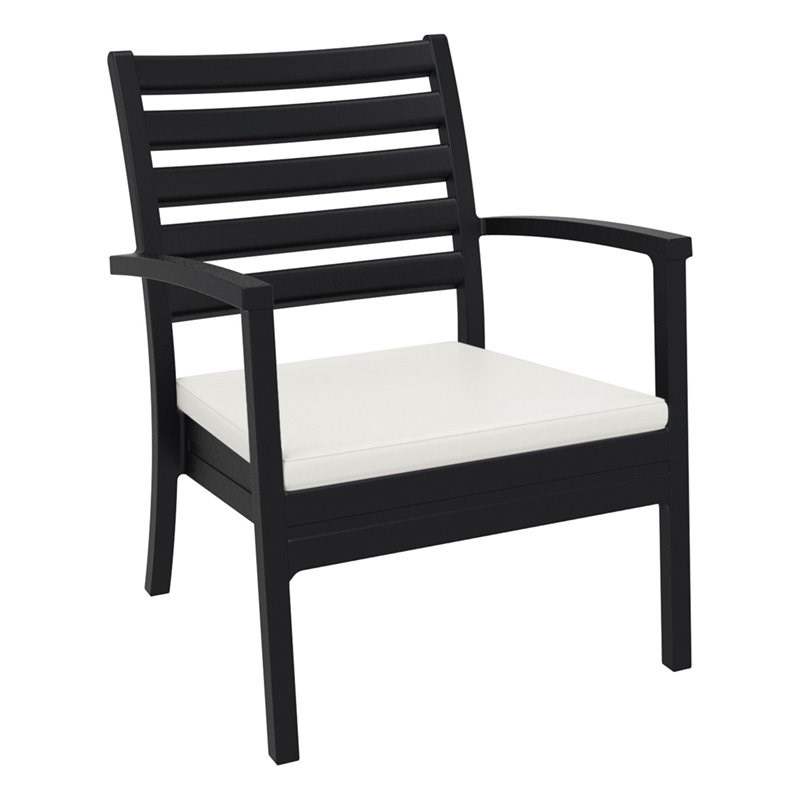 Pemberly Row XL Club Chair in Black with Acrylic Fabric Natural Cushions
