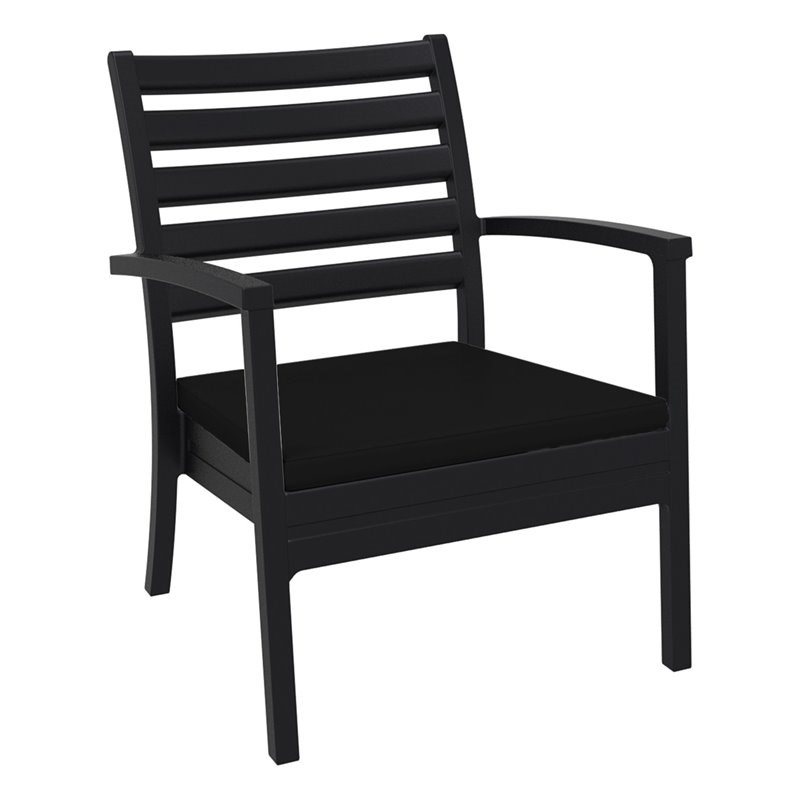 Pemberly Row XL Club Chair in Black with Acrylic Fabric Black Cushions