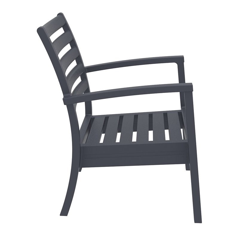 Pemberly Row XL Club Chair in Dark Gray with Acrylic Fabric Black Cushions