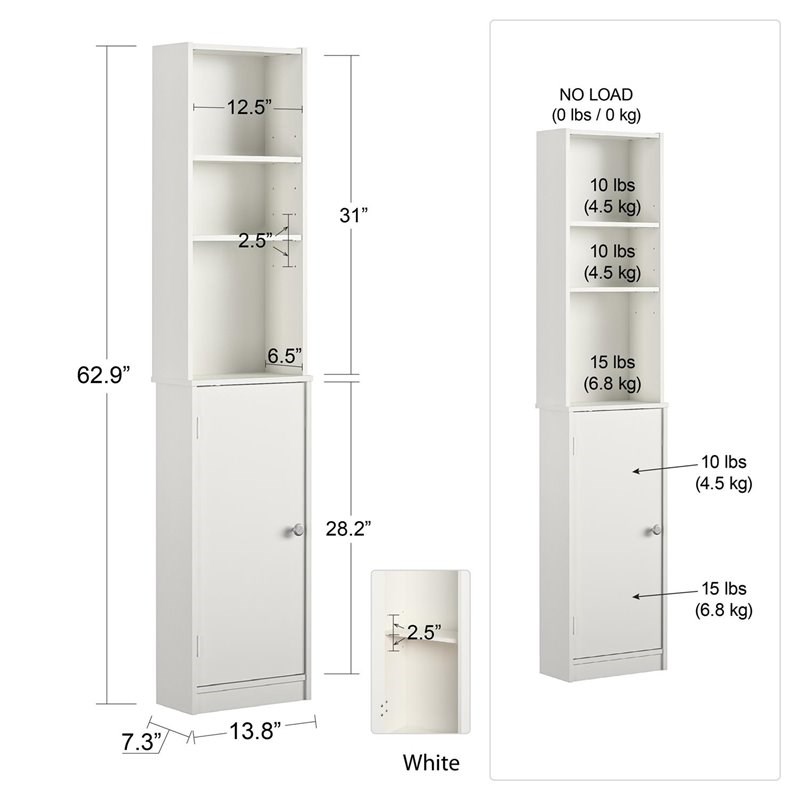 Pemberly Row Transitional 3 Shelf Storage Tower in White