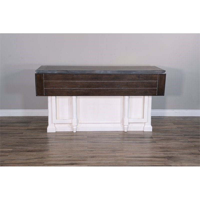 Pemberly Row Farmhouse 71.5" Wood Kitchen Island in White and Dark