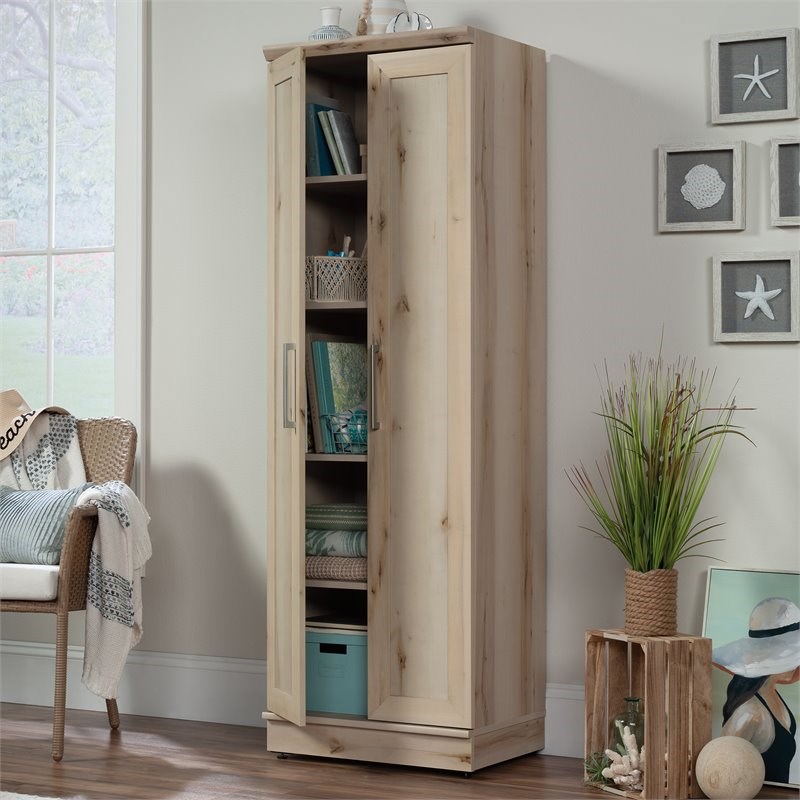 Pemberly Row Transitional Wooden Storage Cabinet in Pacific Maple