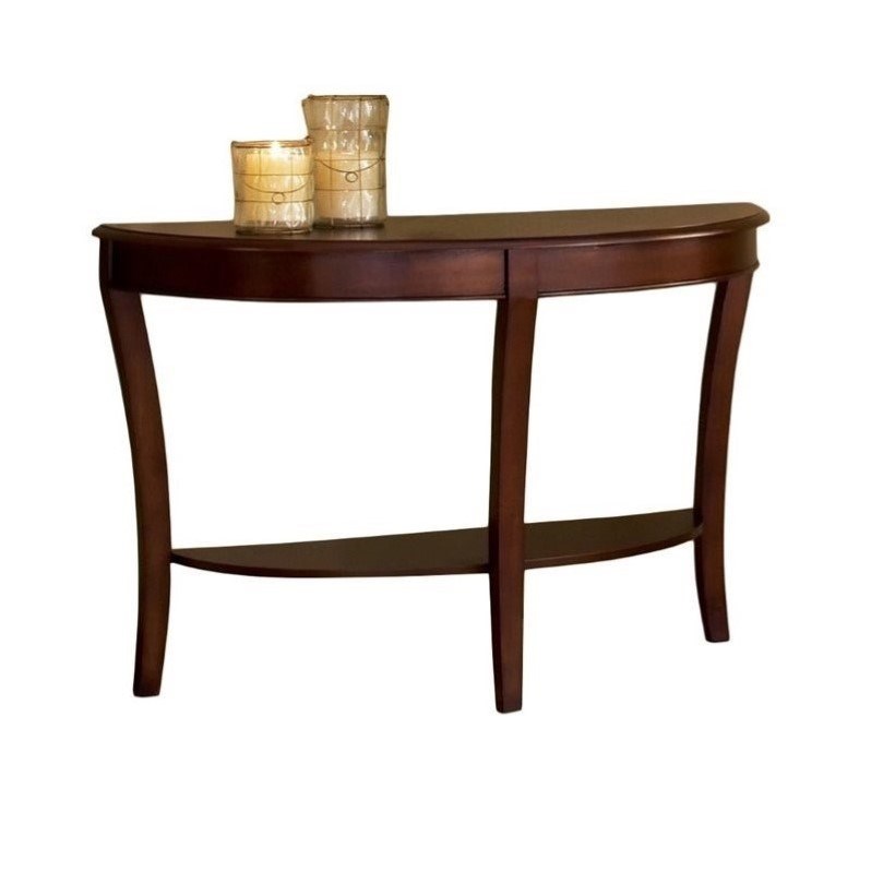 Pemberly Row Transitional Wooden Sofa Table in Cherry Brown Finish