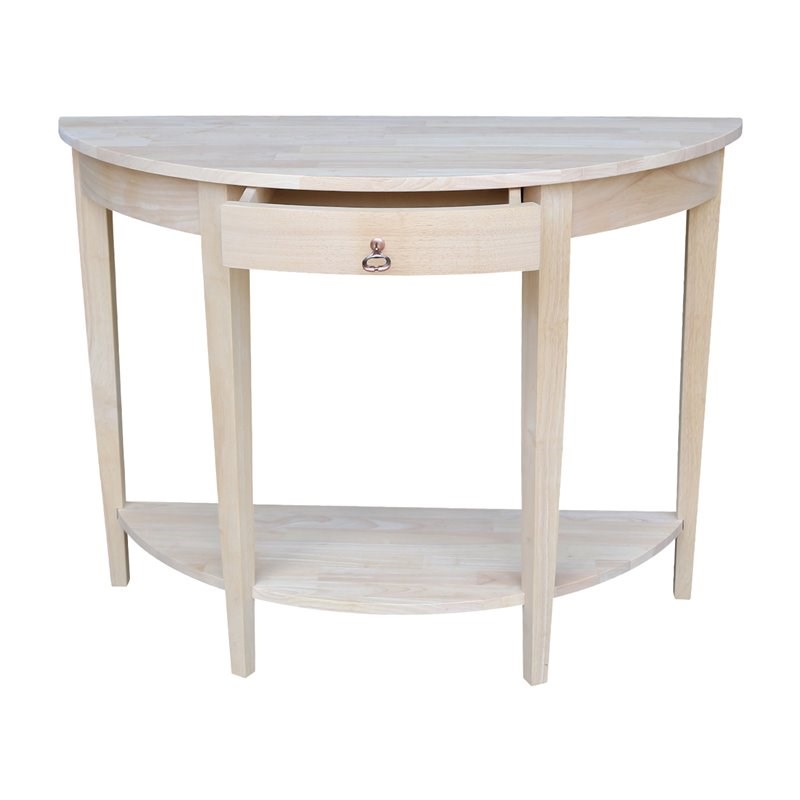 Pemberly Row Transitional Unfinished Half Moon Console Table