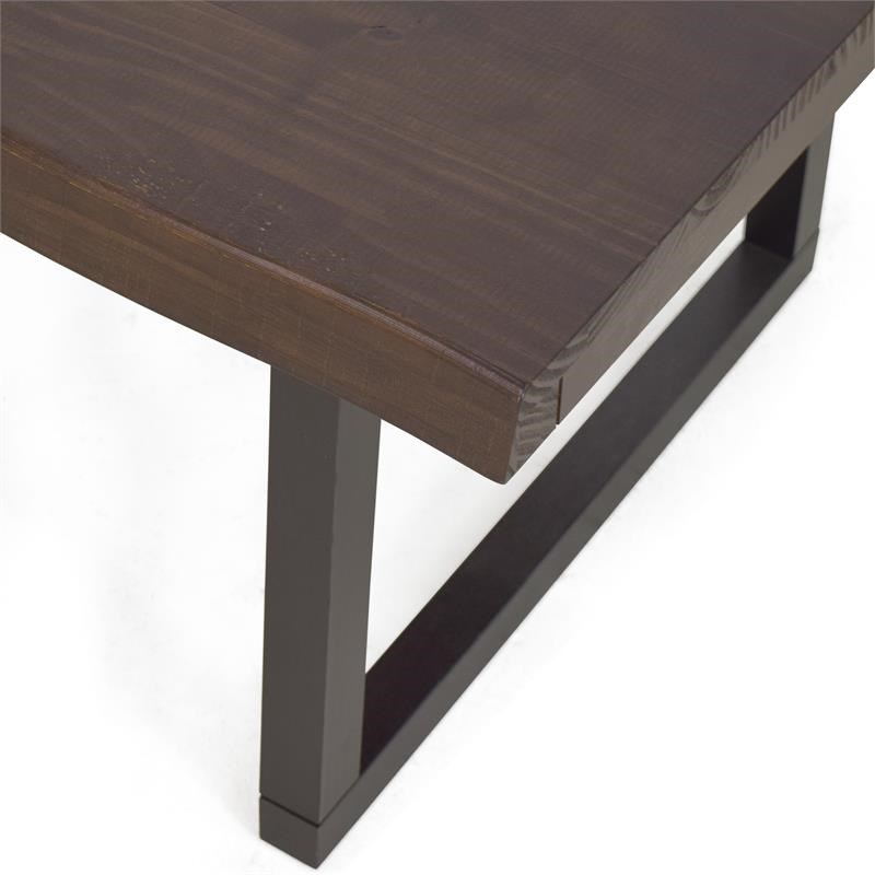 Pemberly Row Modern Cherry and Ebony Solid Wood Live Edge Sofa Bar Table