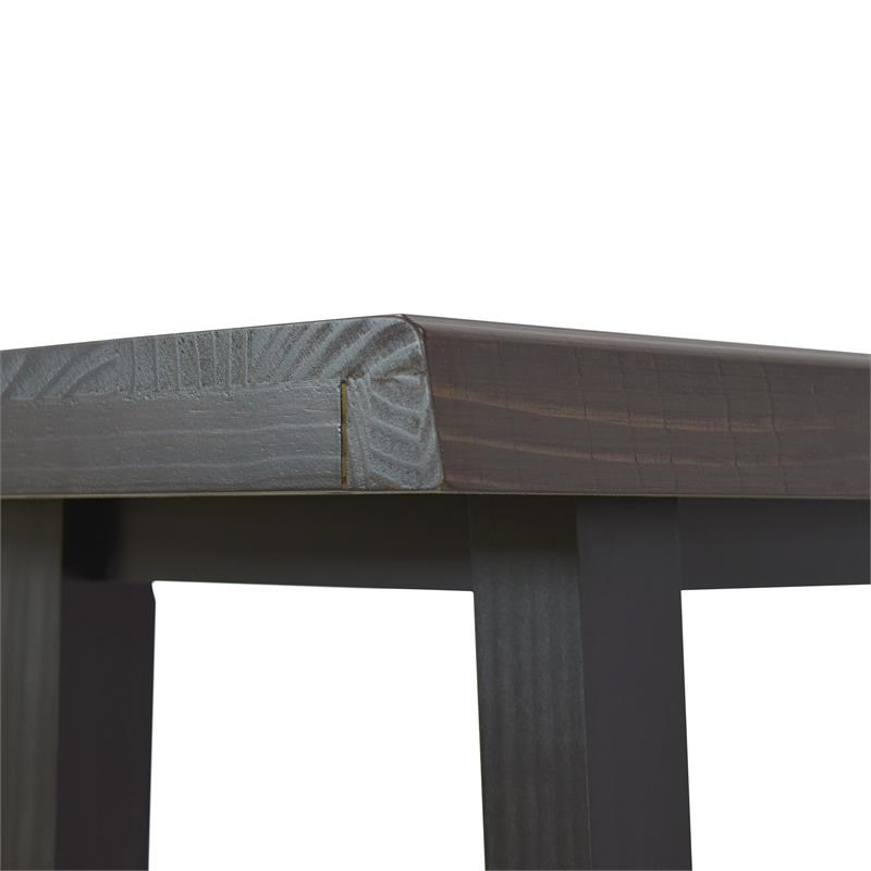 Pemberly Row Modern Cherry and Ebony Solid Wood Live Edge Sofa Bar Table