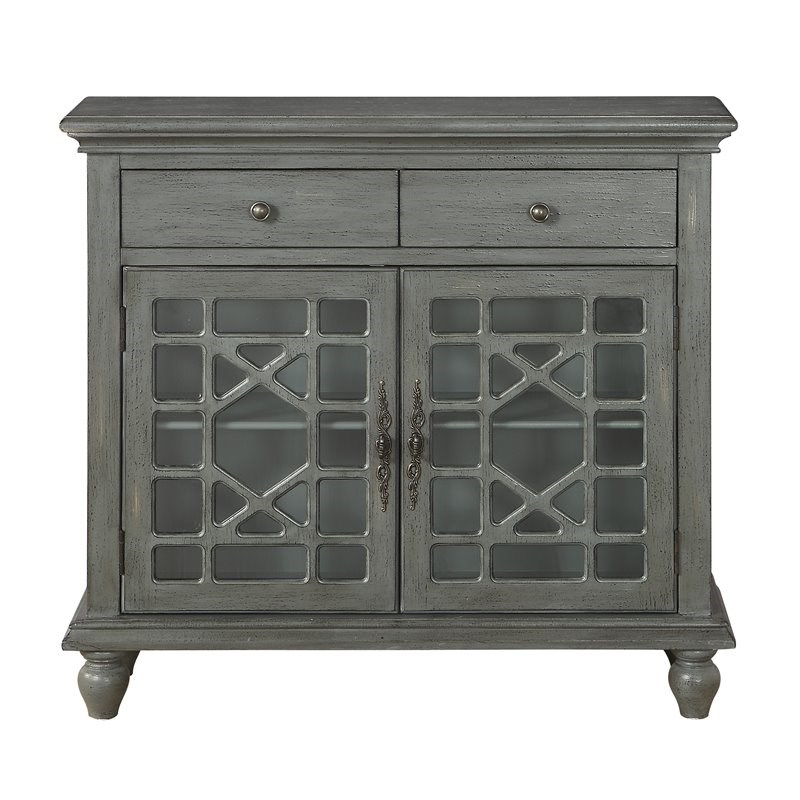 Pemberly Row Modern Texture Grey Two Drawer Two Door Cupboard