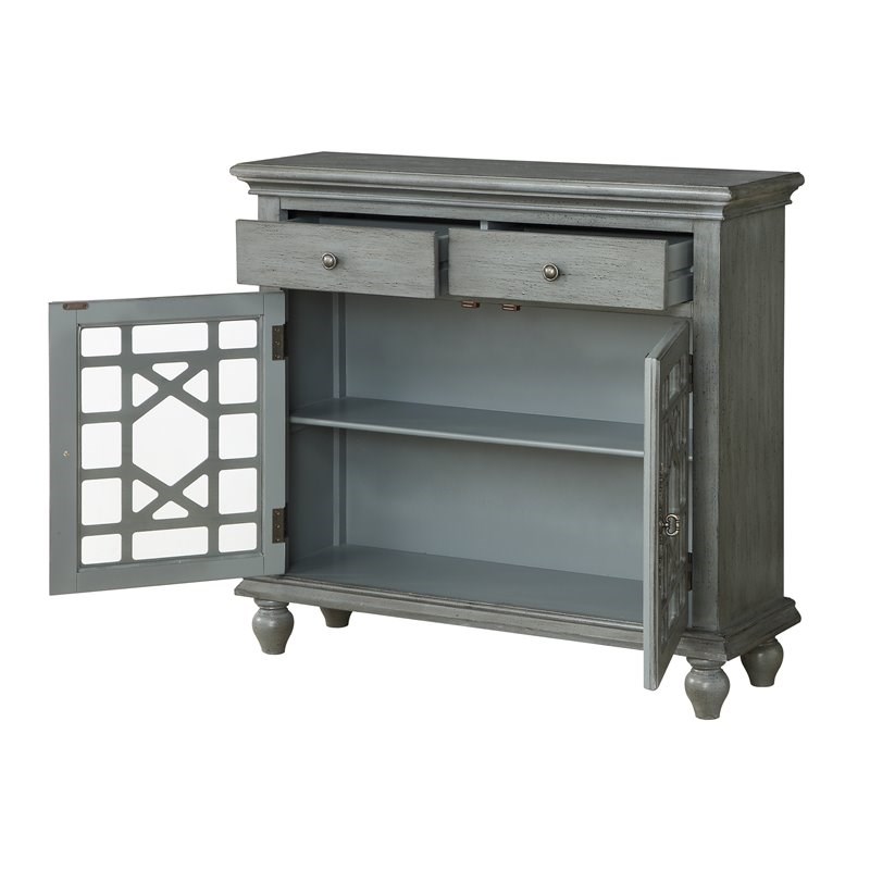 Pemberly Row Modern Texture Grey Two Drawer Two Door Cupboard