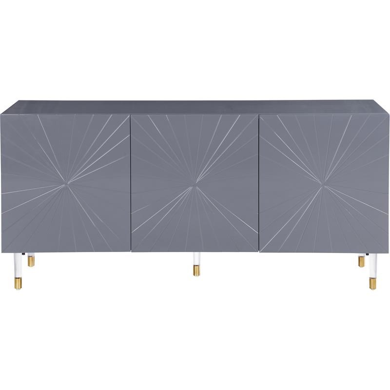 Pemberly Row Solid Wood Sideboard/Buffet in Gray Lacquer Finish