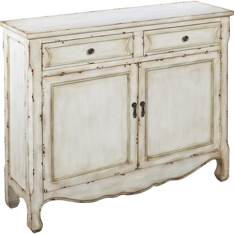 Pemberly Row Weathered White Green Two Drawer Two Door Cupboard