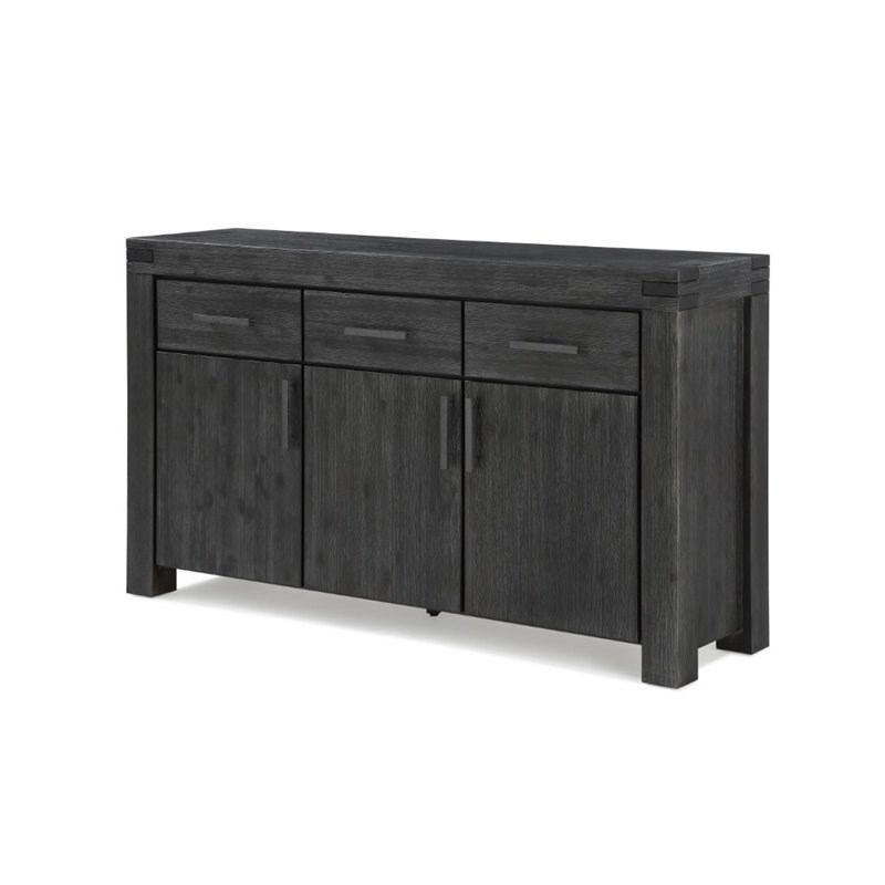 Pemberly Row 3 Drawer and 3 Door Solid Wood Sideboard in Graphite