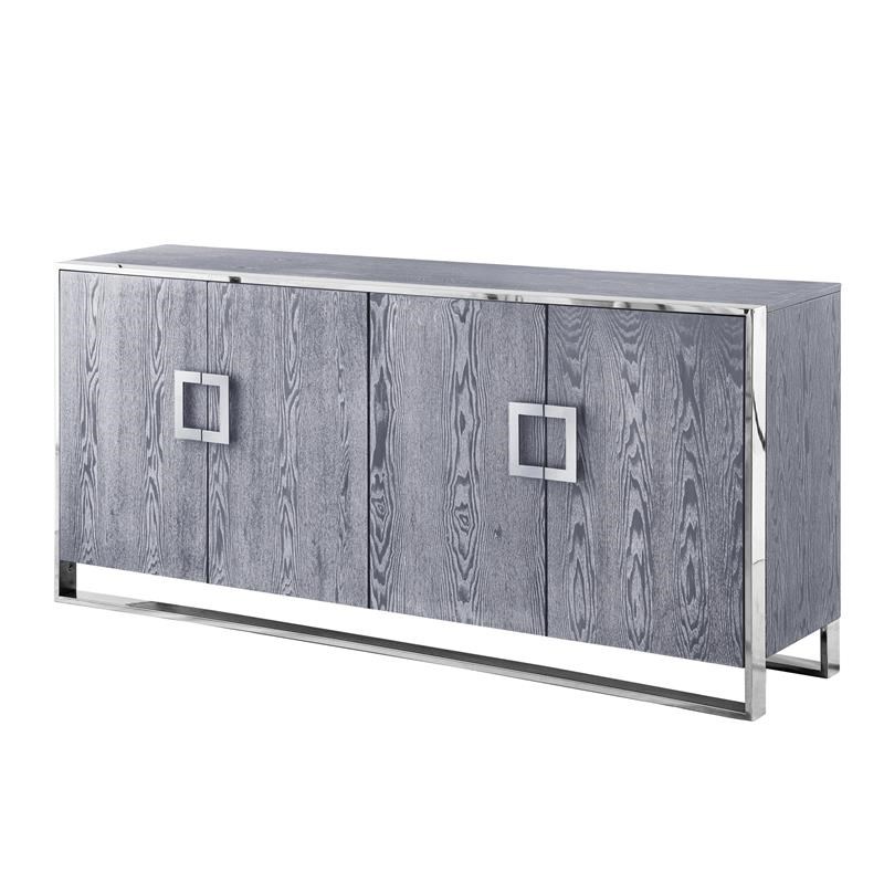 Pemberly Row Contemporary 4 Door Sideboard Buffet in Ash Gray
