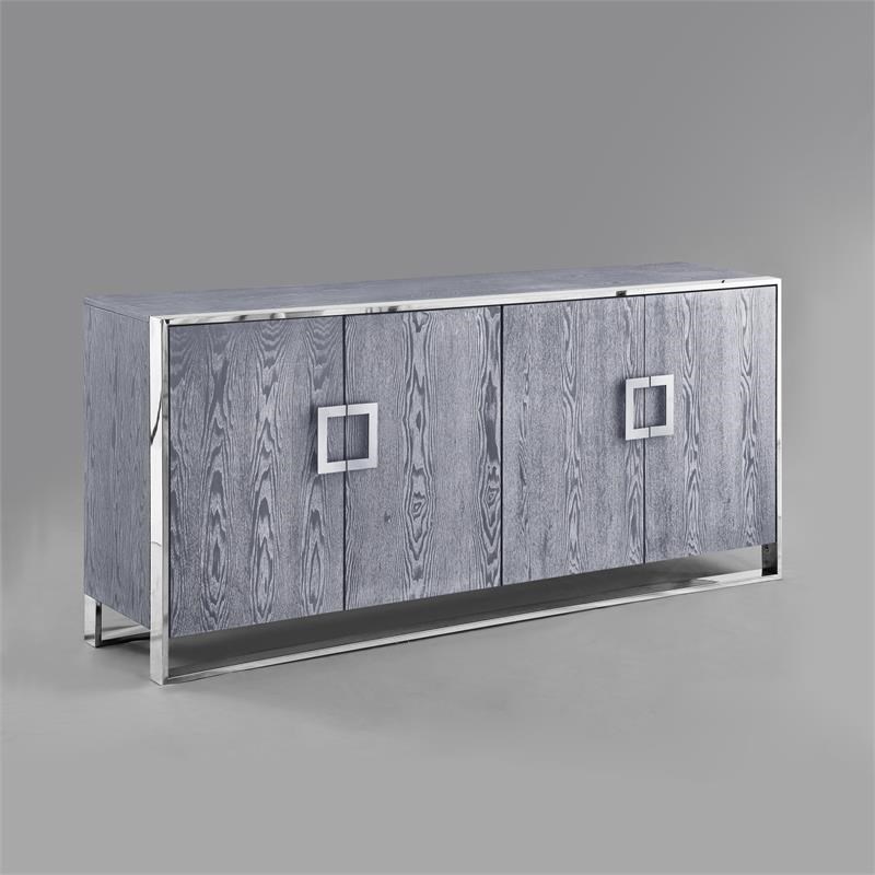Pemberly Row Contemporary 4 Door Sideboard Buffet in Ash Gray