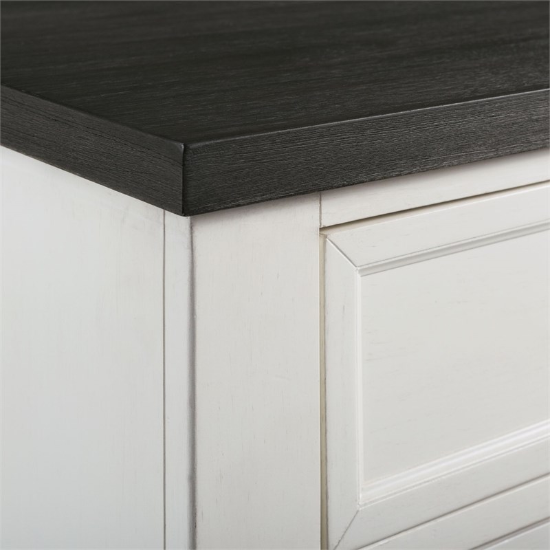 Pemberly Row Contemporary 2 Drawer Two Tone Server in White