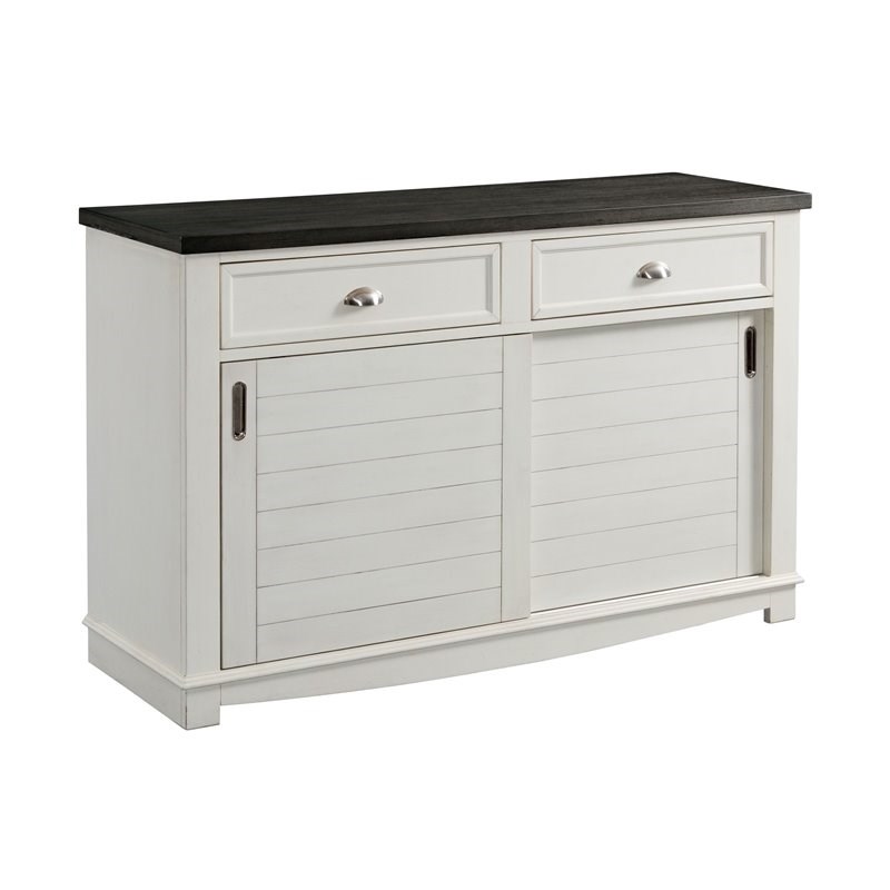 Pemberly Row Contemporary 2 Drawer Two Tone Server in White
