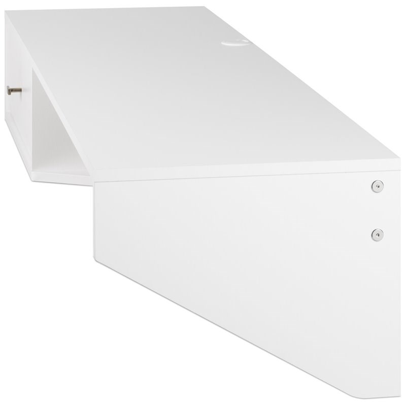 Pemberly Row Transitional Modern Wooden Floating Desk with Drawer in White