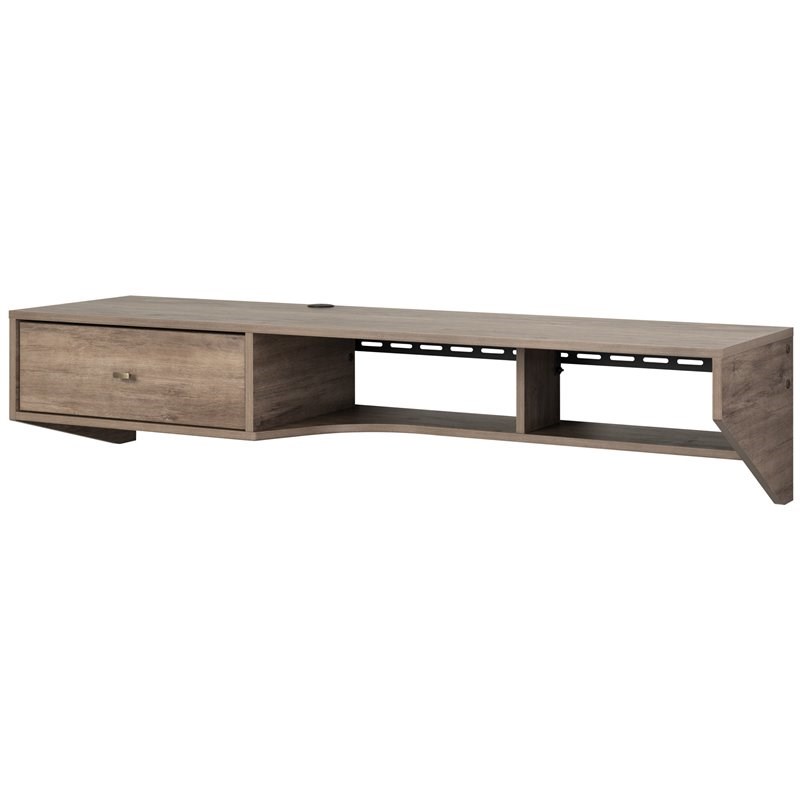 Pemberly Row Transitional Modern Wooden Floating Desk in Drifted Gray