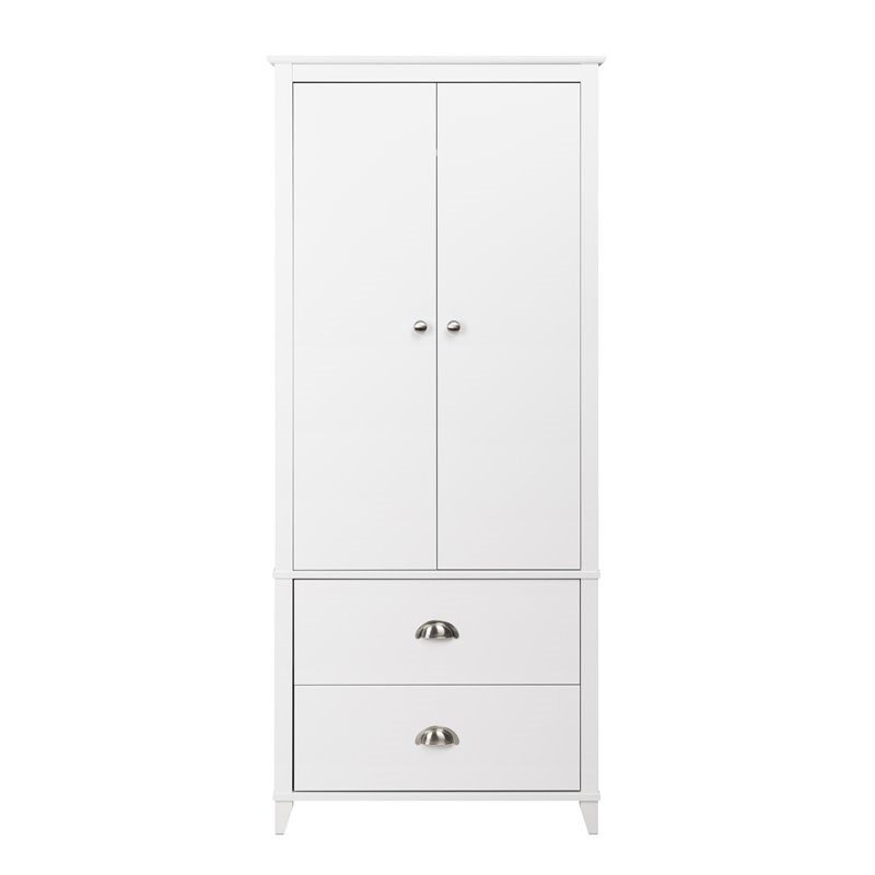 Pemberly Row Contemporary Wardrobe Armoire in White