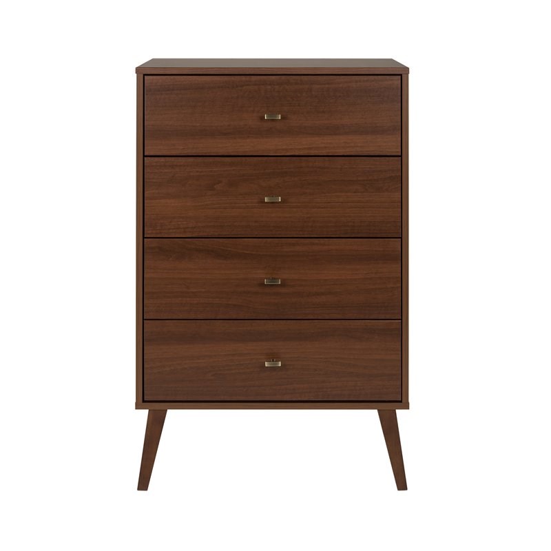 Pemberly Row Mid-Century Wood 4 Drawer Chest in Cherry