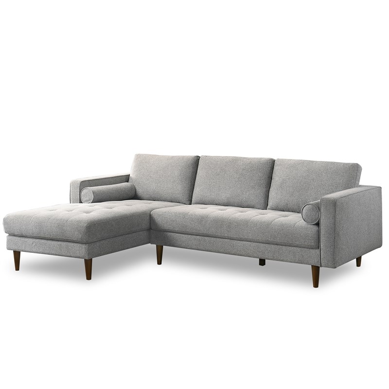 Pemberly Row Mid-Century L-Shaped Fabric Left-Facing Sectional in Light Gray