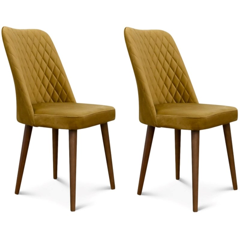 Pemberly Row Mid-Century Velvet Dining Chair in Gold (Set of 2)