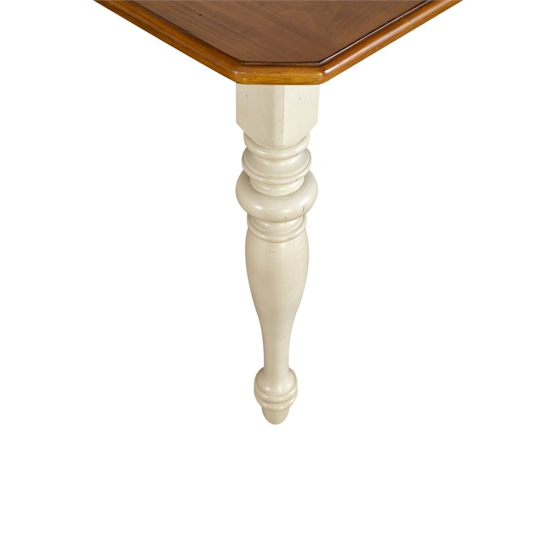 Pemberly Row Traditional Wood Dining Table in Bisque with Natural Pine