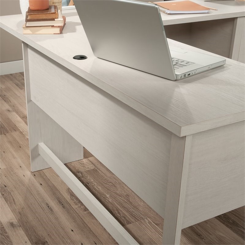 Pemberly Row Engineered Wood L-Shaped Desk in Glacier Oak