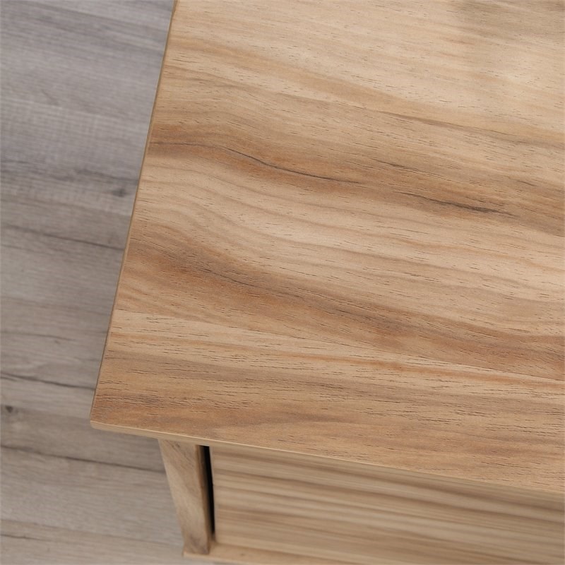 Pemberly Row Engineered Wood L-Shape Desk in Kiln Acacia Brown
