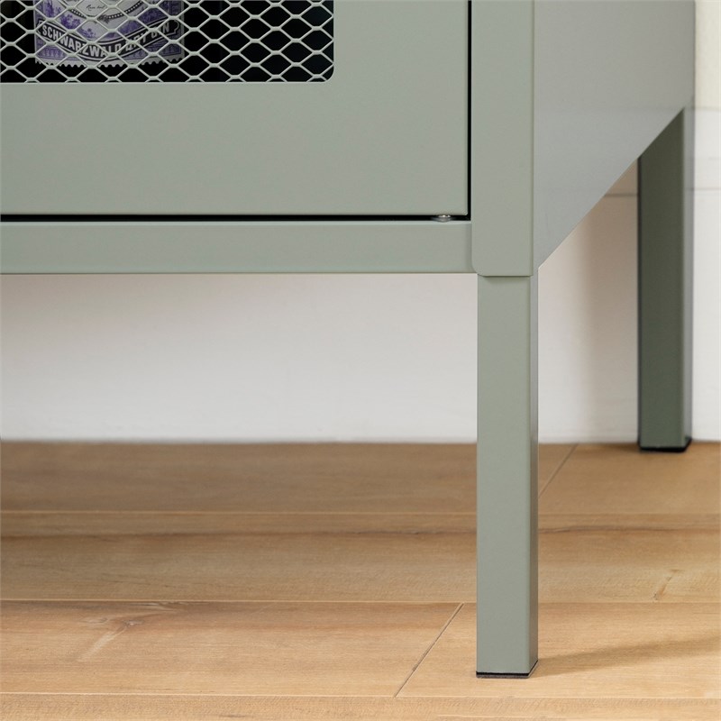 Pemberly Row Modern Mesh 2-Door Accent Cabinet in Sage Green