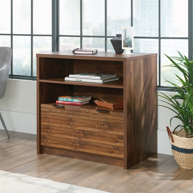 Pemberly Row Engineered Wood Lateral File Storage Cabinet in Walnut