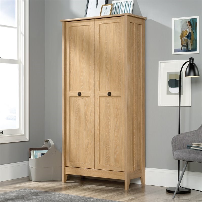 Pemberly Row Engineered Wood Tall Storage Cabinet in Dover Oak