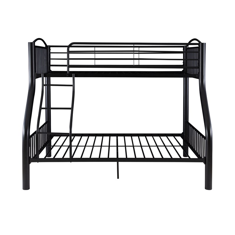 Pemberly Row Modern Heavy Metal Twin over Full Bunk Bed in Black