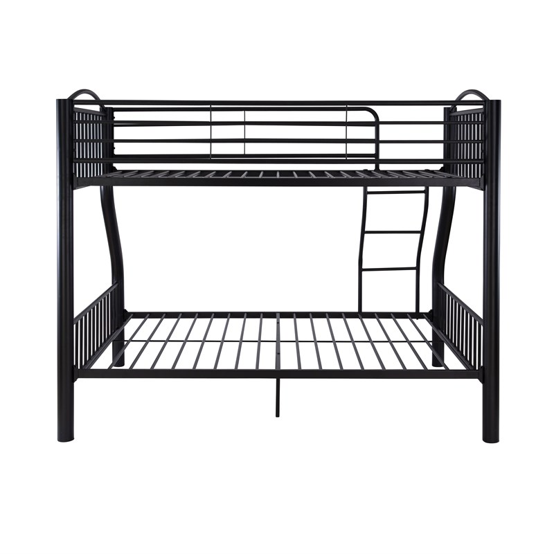 Pemberly Row Modern Heavy Metal Twin over Full Bunk Bed in Black