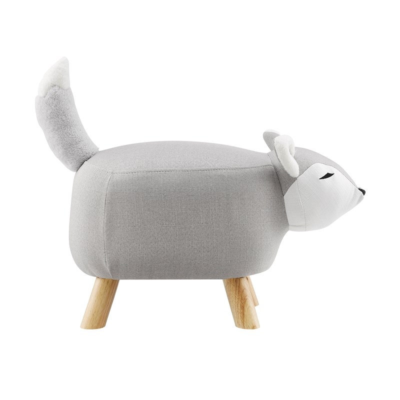 Pemberly Row Transitional Wood Upholstered Fox Stool in Gray