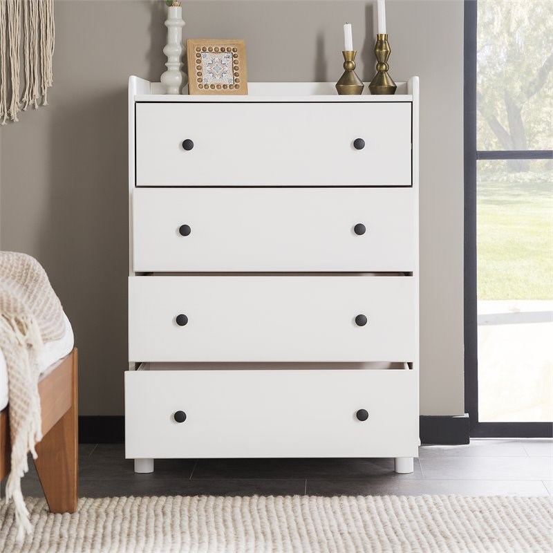 Pemberly Row 4-Drawer Solid Wood Bedroom Chest in White