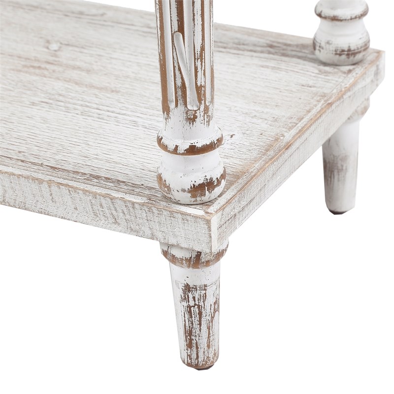 Pemberly Row Farmhouse Wood and Metal Console Table in Distressed White
