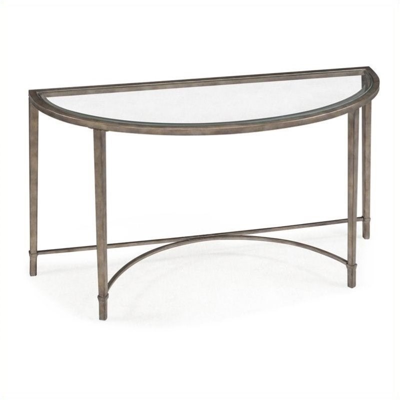 Beaumont Lane Glass Top Console Table in Antique Silver