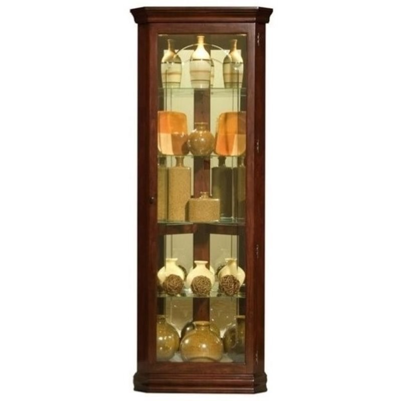 Beaumont Lane 5 Shelf Corner Curio Cabinet in Victorian Cherry