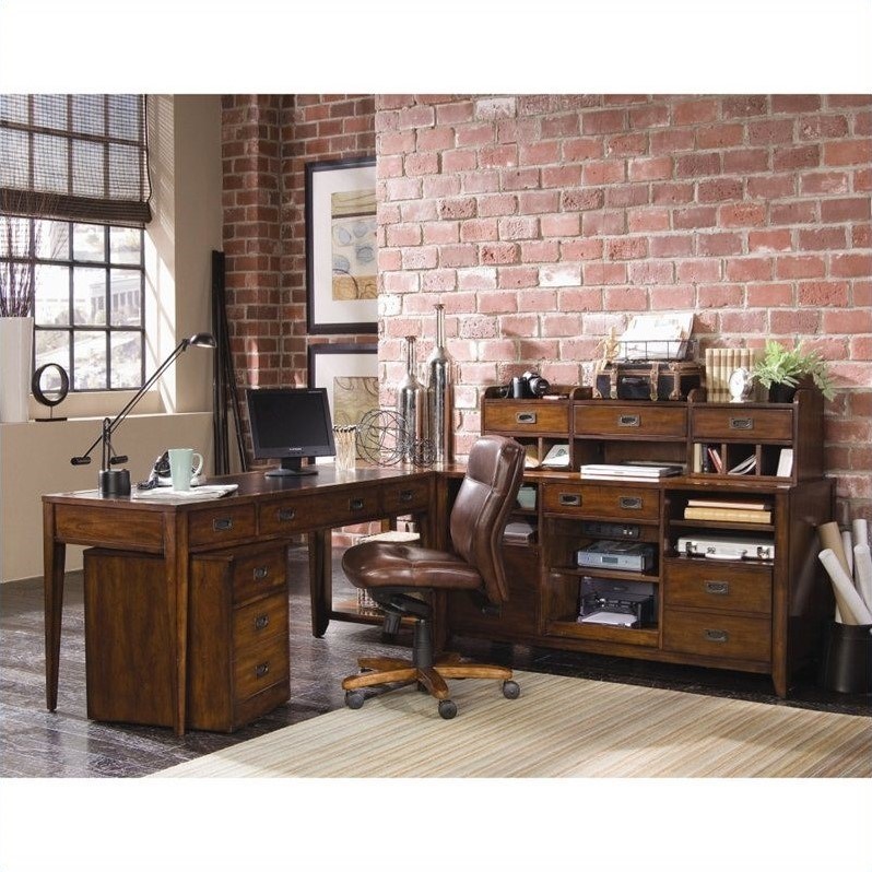 Beaumont Lane Executive Leg Desk in Rich Medium Brown