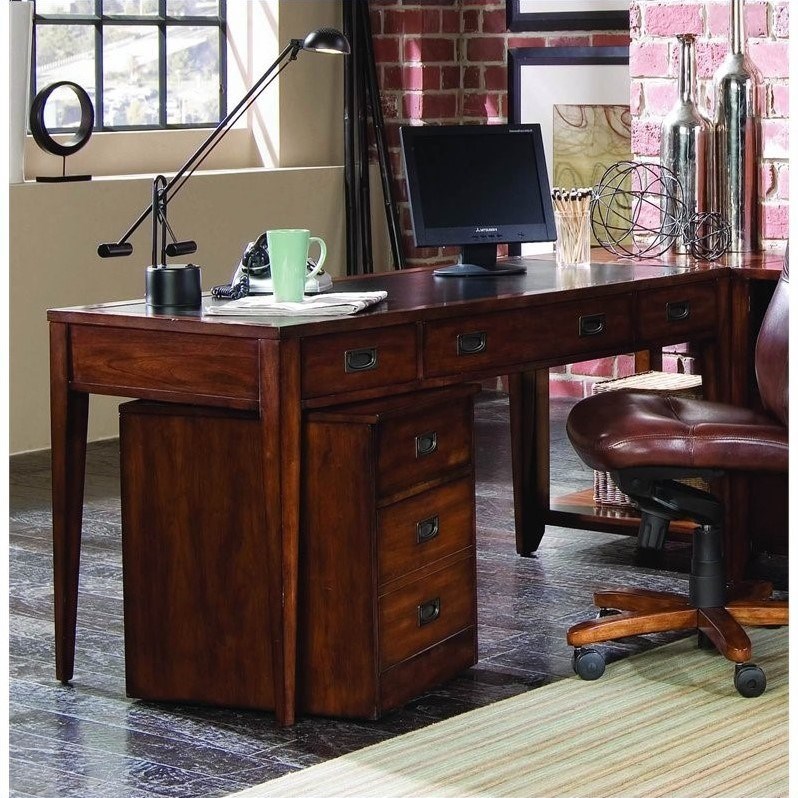 Beaumont Lane Executive Leg Desk in Rich Medium Brown