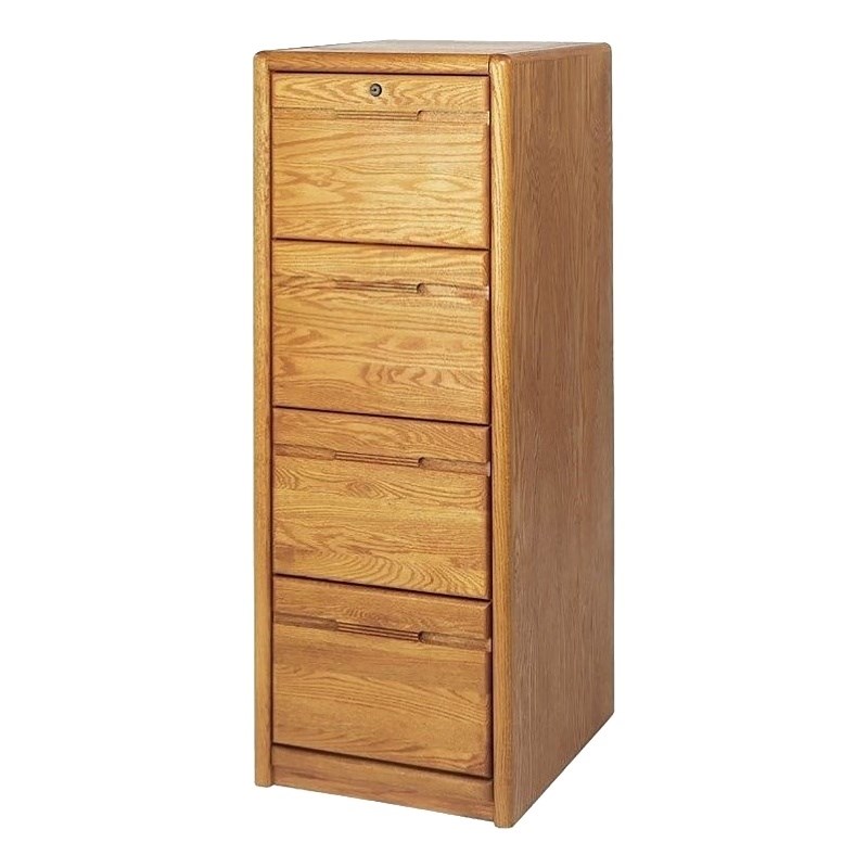Beaumont Lane Contemporary Wood 4 Drawer Vertical File Cabinet in Oak