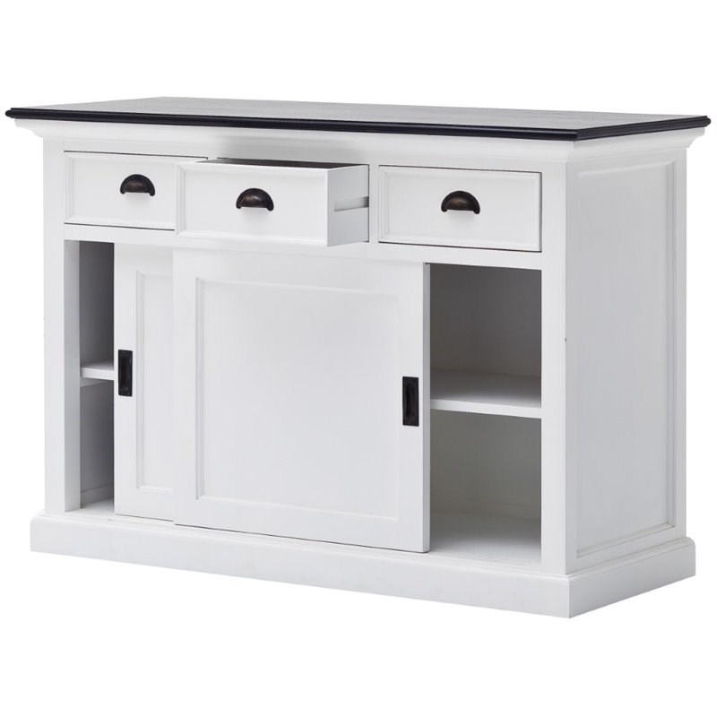 Beaumont Lane Sliding Door Buffet in Pure White and Black