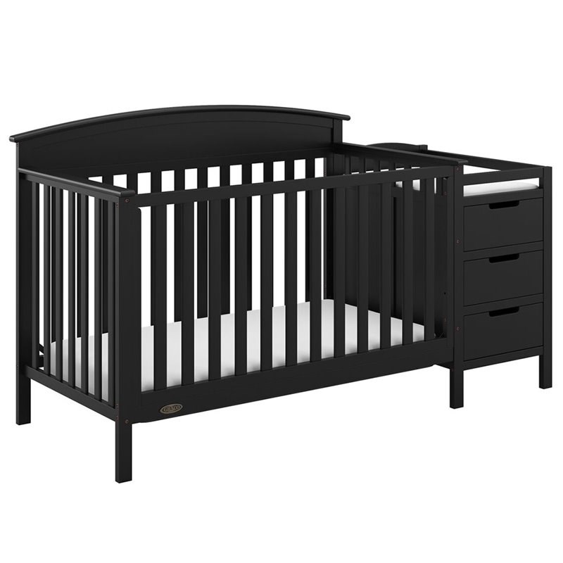 Graco Benton 5 in 1 Convertible Crib and Changer Set in Black Homesquare