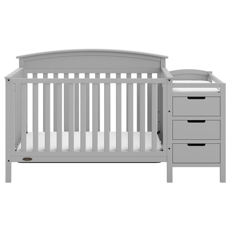 Graco Benton 5 in 1 Convertible Crib and Changer Set in Pebble Gray