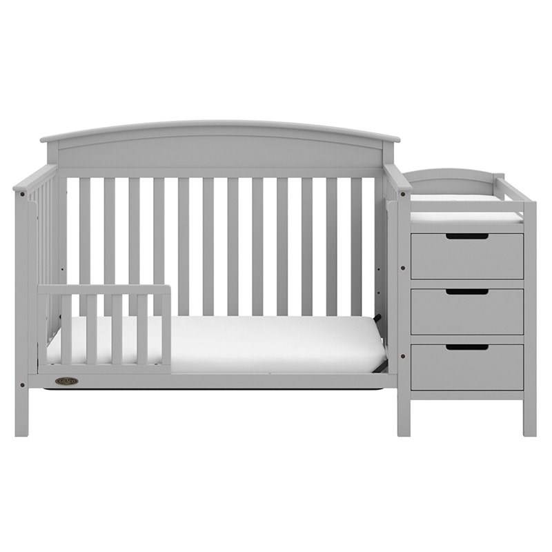 Graco Benton 5 in 1 Convertible Crib and Changer Set in Pebble Gray