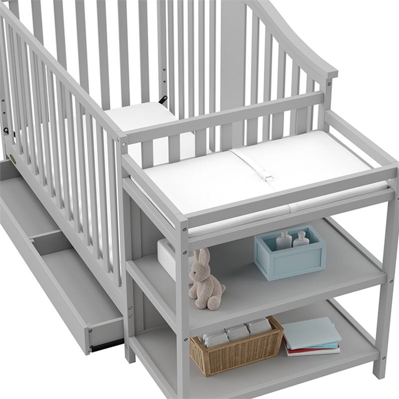 Graco Solano 3 Piece Convertible Crib and Changer Set in Pebble Gray