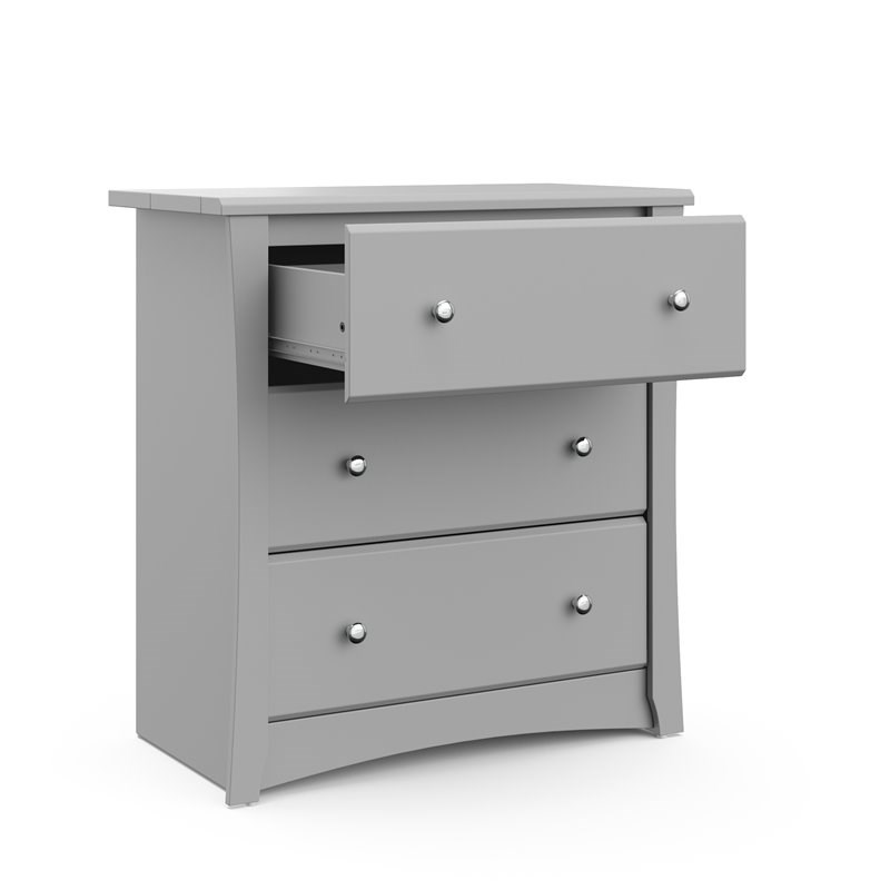 Stork Craft USA Crescent 3-Drawer Engineered Wood Chest in Pebble Gray