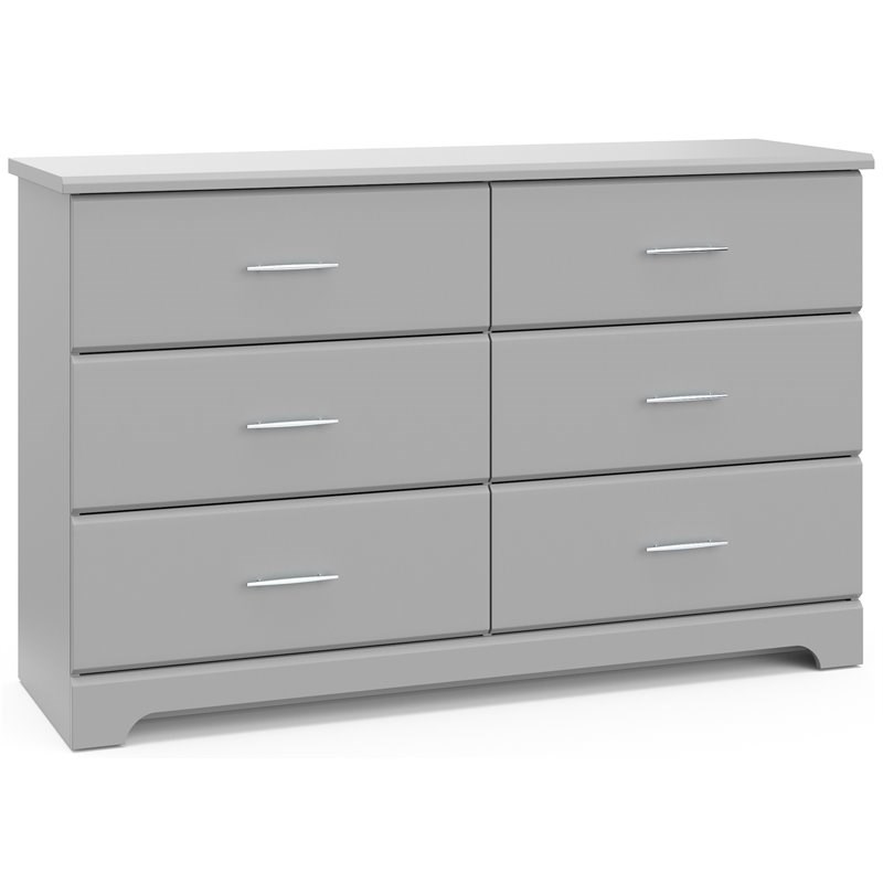 Stork Craft USA Brookside 6-Drawer Engineered Wood Double Dresser in Pebble Gray